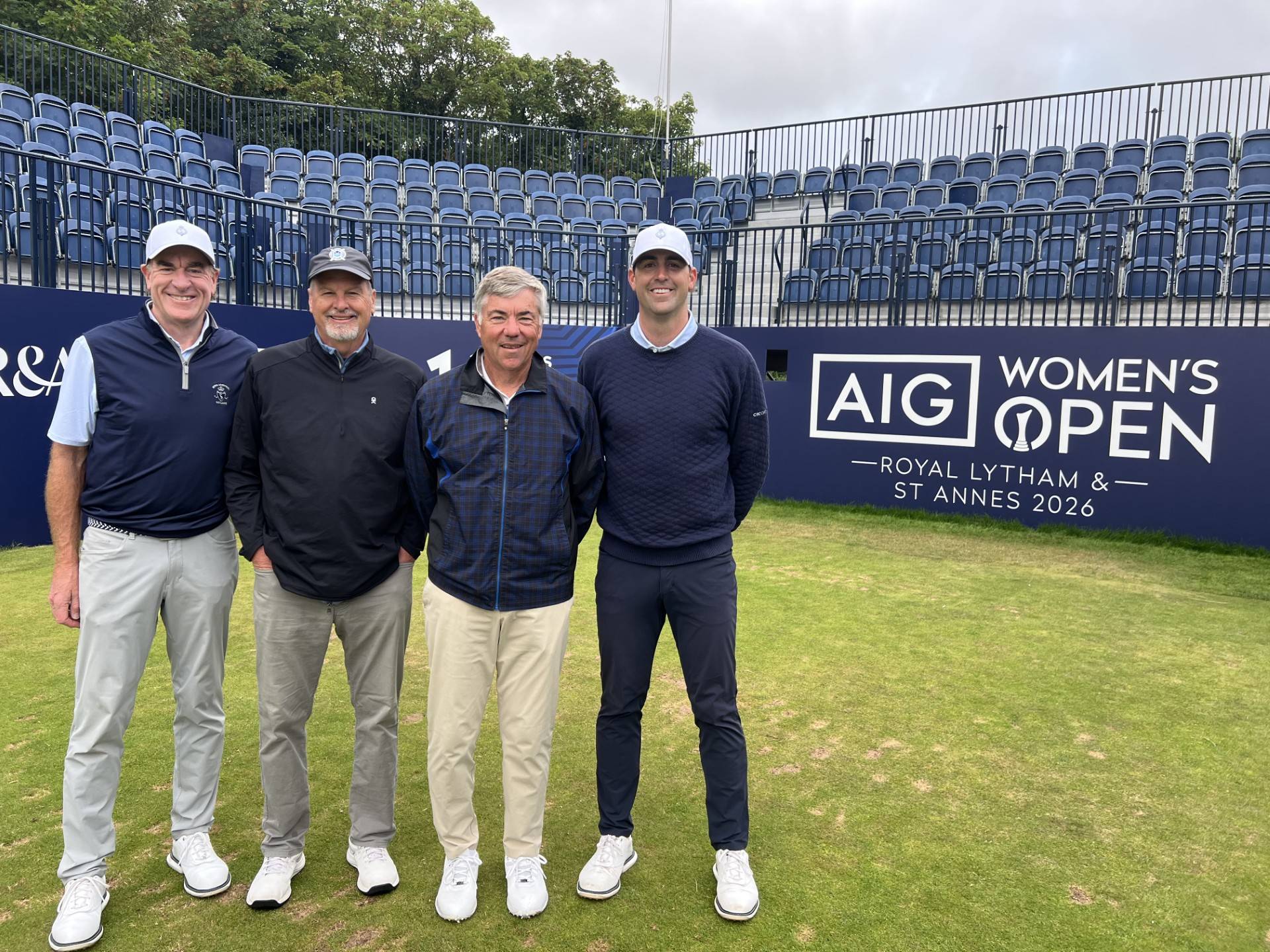 Jim Gulley with three golfers at Royal Lytham & St. Anne's, 2026